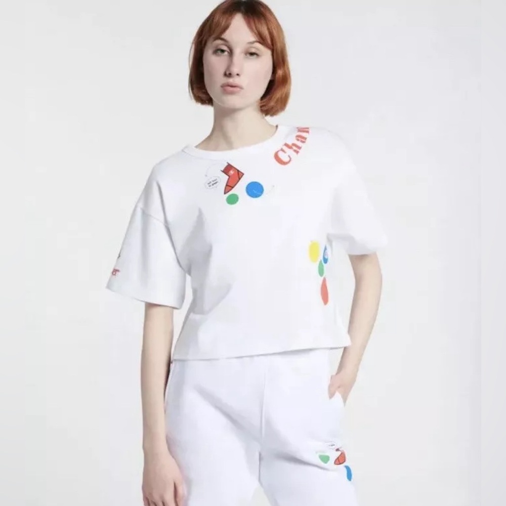 Champion Crop Top T-Shirt with Twister Game Print Size Small NWT!